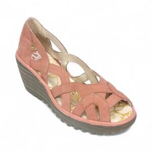 Fly London Yadi Wedge Sandals‎ in Rose EUC Size 39 / 8 -8.5